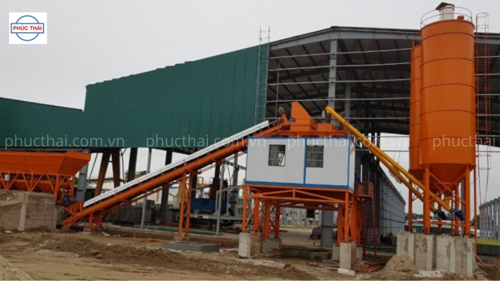 Trạm trộn bê tông 90 m3/h sử dụng máy trộn JS 500